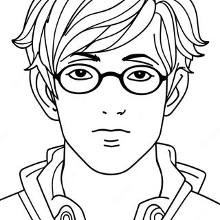 Cool Anime Boy With Glasses Coloring Page 16412-13413