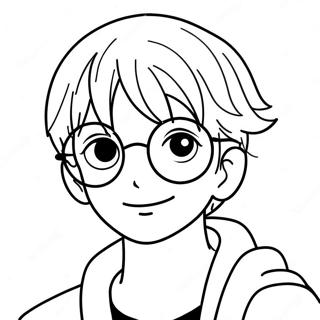 Cool Anime Boy With Glasses Coloring Page 16412-13414