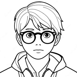 Cool Anime Boy With Glasses Coloring Page 16412-13415