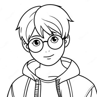 Cool Anime Boy With Glasses Coloring Page 16412-13416