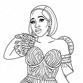 Cardi B In Sparkly Dress Coloring Page 16422-13426