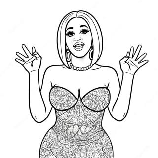 Cardi B In Sparkly Dress Coloring Page 16422-13427