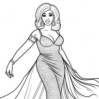 Cardi B In Sparkly Dress Coloring Page 16422-13428