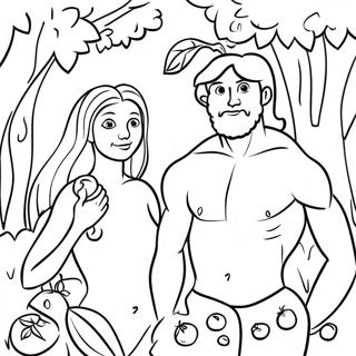 Adam And Eve With Fruit Coloring Page 1642-1422