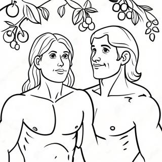 Adam And Eve With Fruit Coloring Page 1642-1423