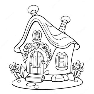 Whimsical Fairy House With Flowers Coloring Page 16462-13450