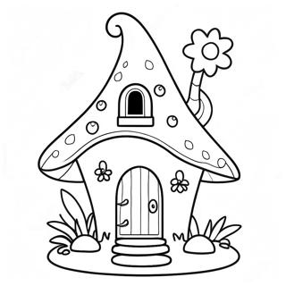 Whimsical Fairy House With Flowers Coloring Page 16462-13451