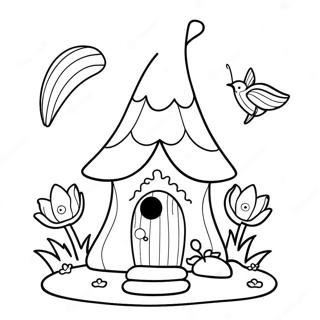 Whimsical Fairy House With Flowers Coloring Page 16462-13452