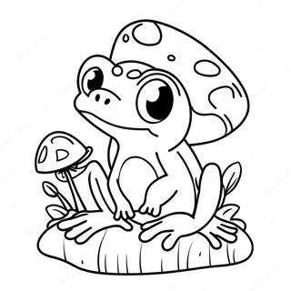 Cute Frog Sitting On A Mushroom Coloring Page 16482-13474