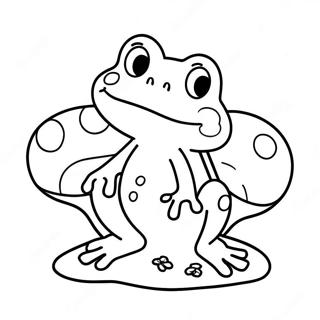 Cute Frog Sitting On A Mushroom Coloring Page 16482-13475