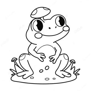 Cute Frog Sitting On A Mushroom Coloring Page 16482-13476