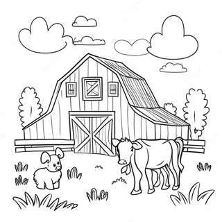 Charming Barn With Animals Coloring Page 16492-13478