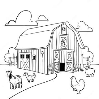 Charming Barn With Animals Coloring Page 16492-13479