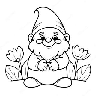 Cheerful Garden Gnome With Flowers Coloring Page 16562-13530