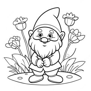 Cheerful Garden Gnome With Flowers Coloring Page 16562-13531