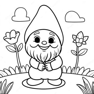 Cheerful Garden Gnome With Flowers Coloring Page 16562-13532