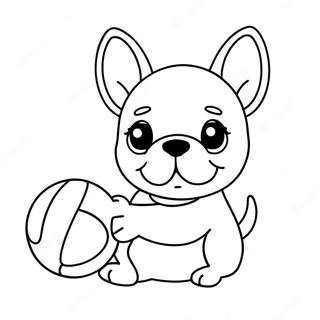 Cute French Bulldog Playing With Ball Coloring Page 1662-1441