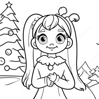 Cindy Lou Who With Christmas Tree Coloring Page 16662-13611