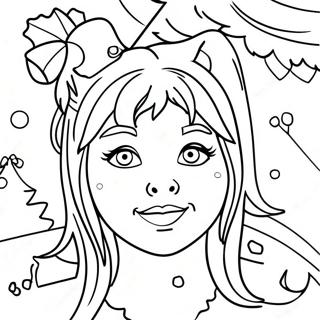 Cindy Lou Who With Christmas Tree Coloring Page 16662-13612