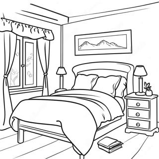 Realistic Cozy Bedroom Coloring Page 16671-13614