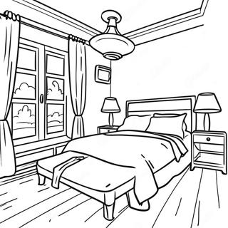 Realistic Cozy Bedroom Coloring Page 16671-13615