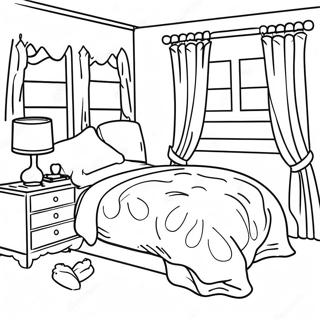 Realistic Cozy Bedroom Coloring Page 16671-13616