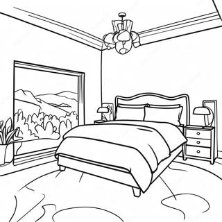 Realistic Modern Bedroom Coloring Page 16672-13617