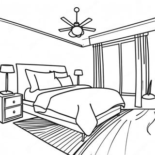 Realistic Modern Bedroom Coloring Page 16672-13619