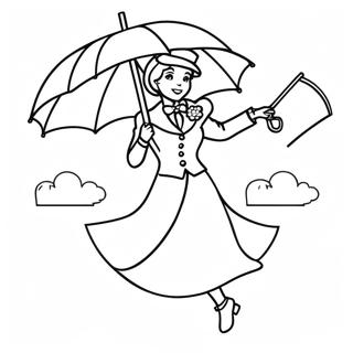 Mary Poppins Flying With Umbrella Coloring Page 16682-13626