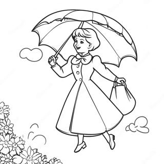 Mary Poppins Flying With Umbrella Coloring Page 16682-13628