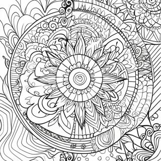 Aesthetic Trippy Mandala Coloring Page 16701-13642