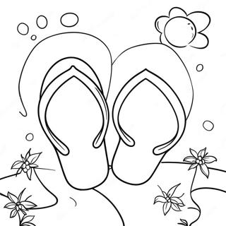 Cute Flip Flops On The Beach Coloring Page 16742-13673