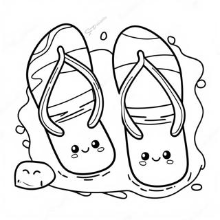 Cute Flip Flops On The Beach Coloring Page 16742-13675