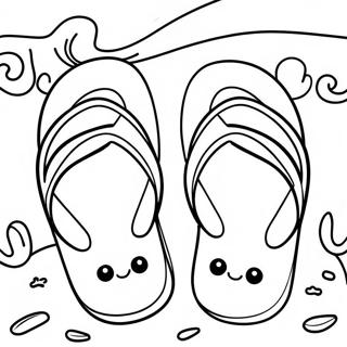 Cute Flip Flops On The Beach Coloring Page 16742-13676