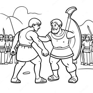 David And Goliath Battle Scene Coloring Page 16761-13690