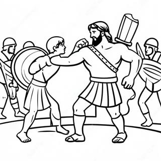 David And Goliath Battle Scene Coloring Page 16761-13691