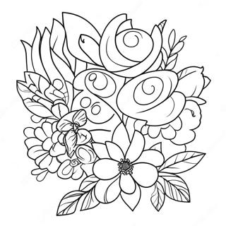 Colorful Bouquet For Mothers Day Coloring Page 16802-13726