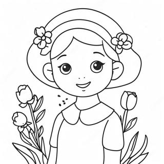 Cute Ela With Flowers Coloring Page 16812-13729