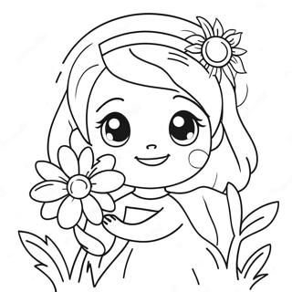 Cute Ela With Flowers Coloring Page 16812-13730