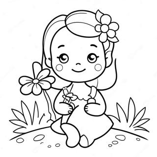 Cute Ela With Flowers Coloring Page 16812-13731