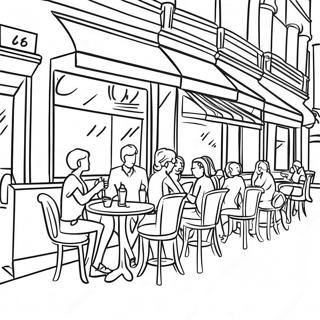 Cafe Scene Coloring Page 16841-13751