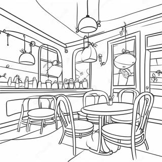 Cozy Cafe Interior Coloring Page 16842-13756