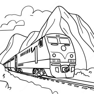 Colorful Amtrak Train Traveling Through Mountains Coloring Page 16862-13765