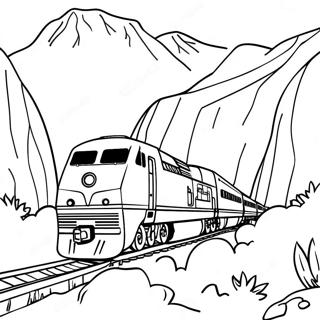 Colorful Amtrak Train Traveling Through Mountains Coloring Page 16862-13766