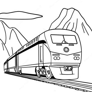 Colorful Amtrak Train Traveling Through Mountains Coloring Page 16862-13768