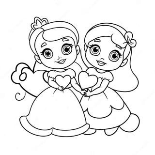 Cute Disney Princesses With Hearts Coloring Page 16932-13822