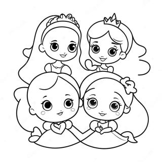 Cute Disney Princesses With Hearts Coloring Page 16932-13824