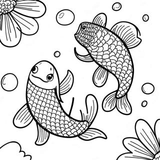 Koi Fish Swimming In A Tranquil Pond Coloring Page 16941-13827