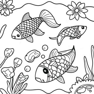 Colorful Koi Fish In A Vibrant Garden Coloring Page 16942-13829