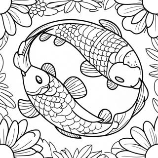 Colorful Koi Fish In A Vibrant Garden Coloring Page 16942-13830